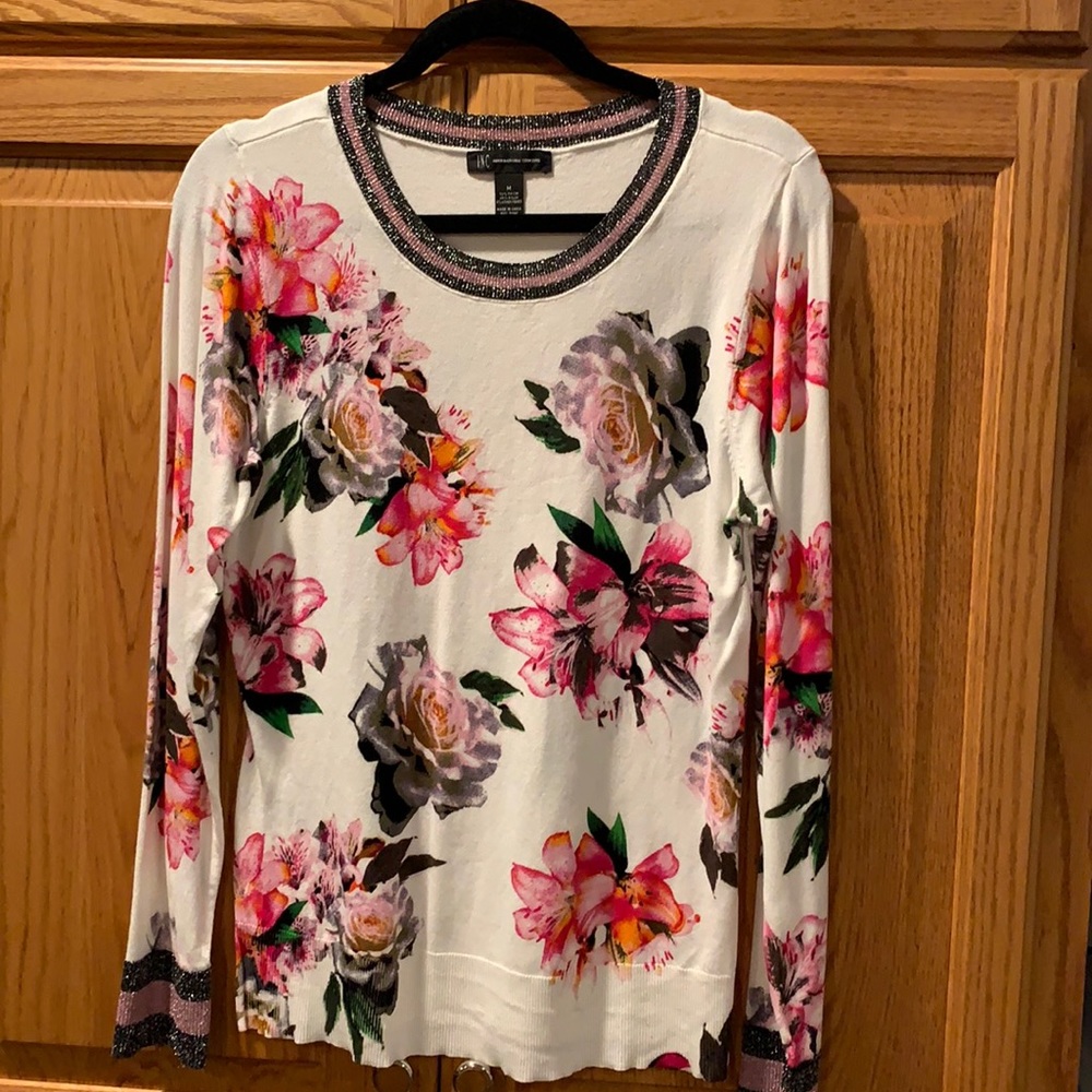 INC Floral long sleeve Sweater size Medium